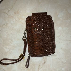 Wristlet, faux snake skin